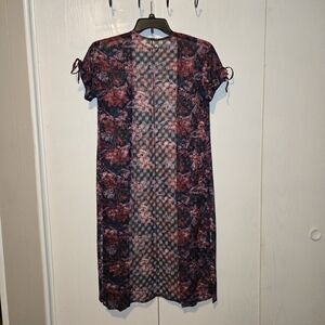 Floral Sheer Floral and Lace Kimono Coverup with Side Slits